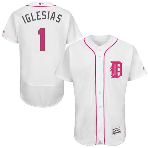 Tigers #1 Jose Iglesias White Flexbase Authentic Collection Mother's Day Stitched MLB Jersey